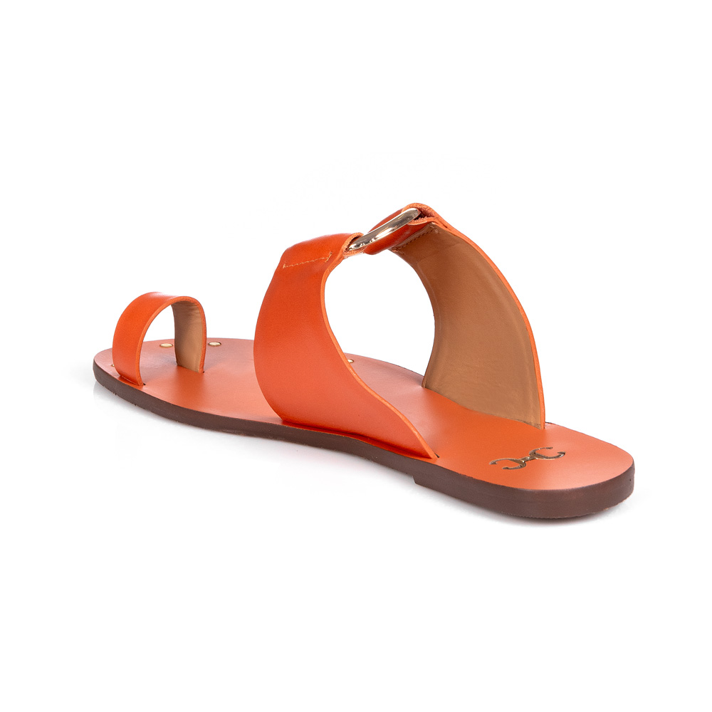 CHINELO RASTEIRO LARANJA DE COURO ARGOLA image number 2