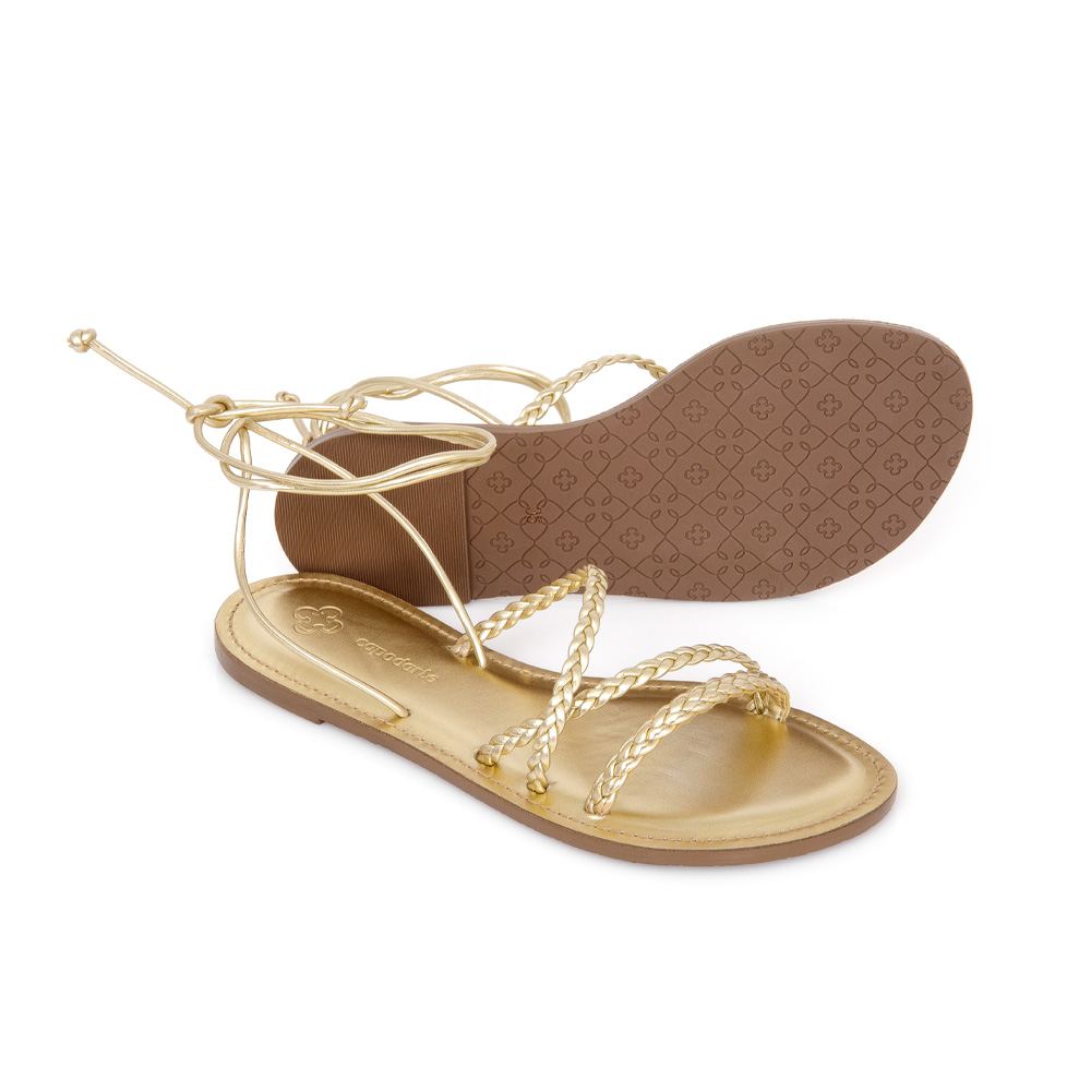 SAND&Aacute;LIA RASTEIRA DOURADA AMARRA&Ccedil;&Atilde;O TRAN&Ccedil;ADA image number 3