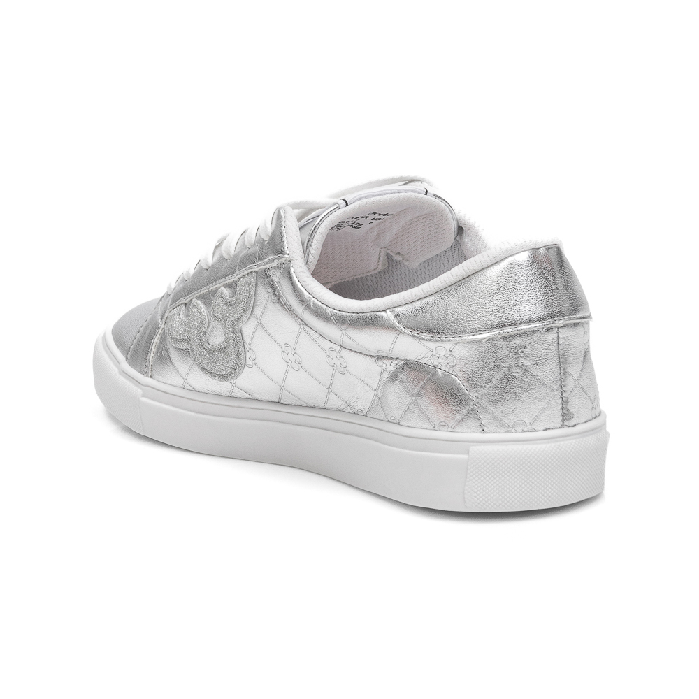 TÊNIS FEMININO PRATA METALIZADO AMARRAÇÃO MONOGRAMA image number 2