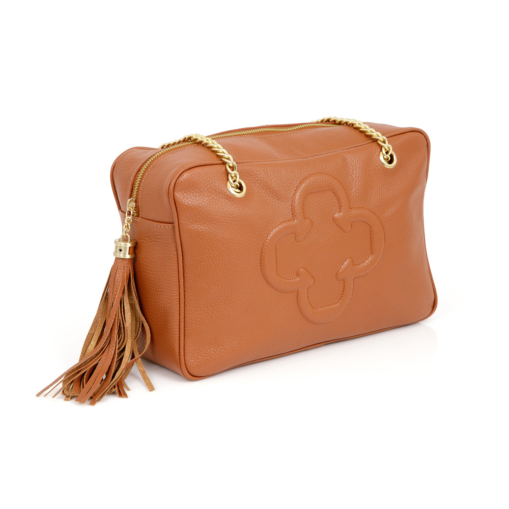 BOLSA SHOPPER CARAMELO DE COURO COM ALÇA CORRENTE image number 2