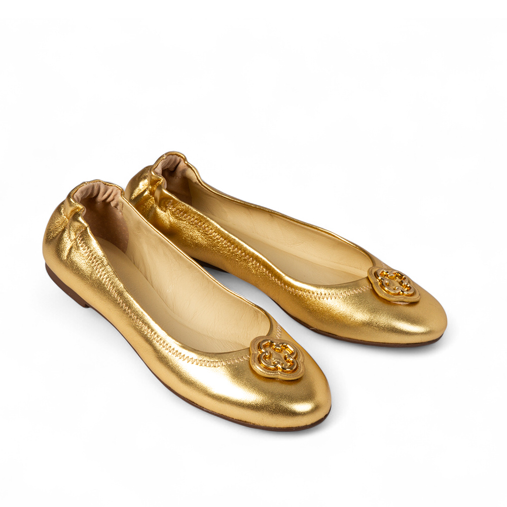 SAPATILHA INFANTIL DOURADA DE COURO CATHERINE image number 1