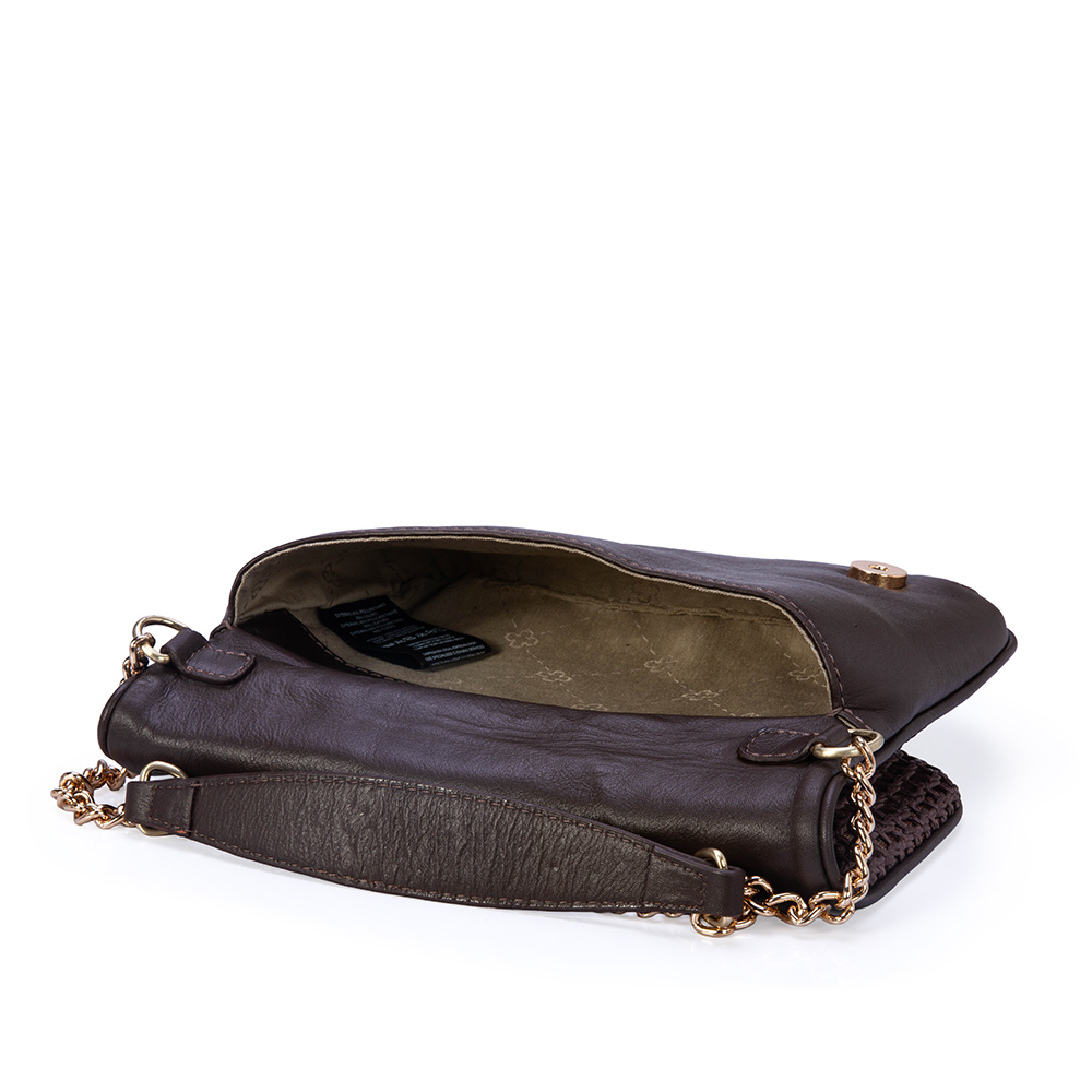 BOLSA TIRACOLO MARROM DE COURO TRAMADA image number 4