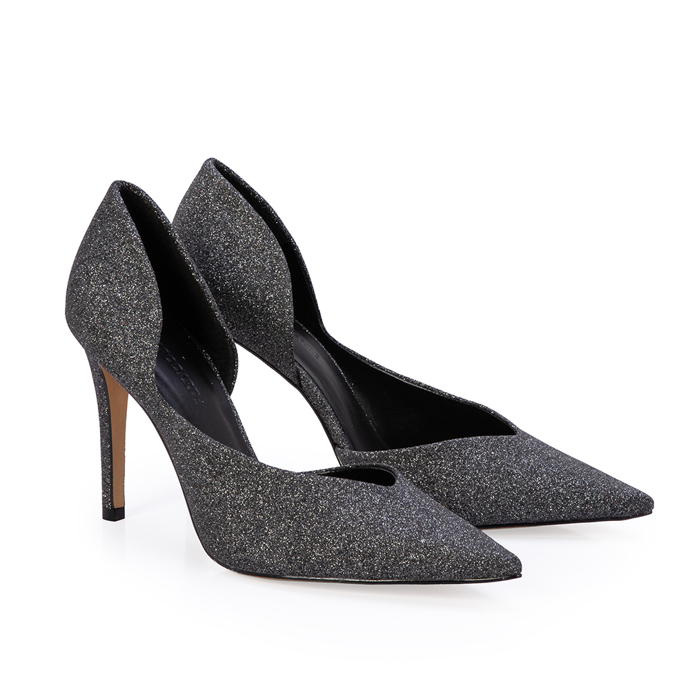SCARPIN SALTO ALTO CINZA GLITTER image number 1