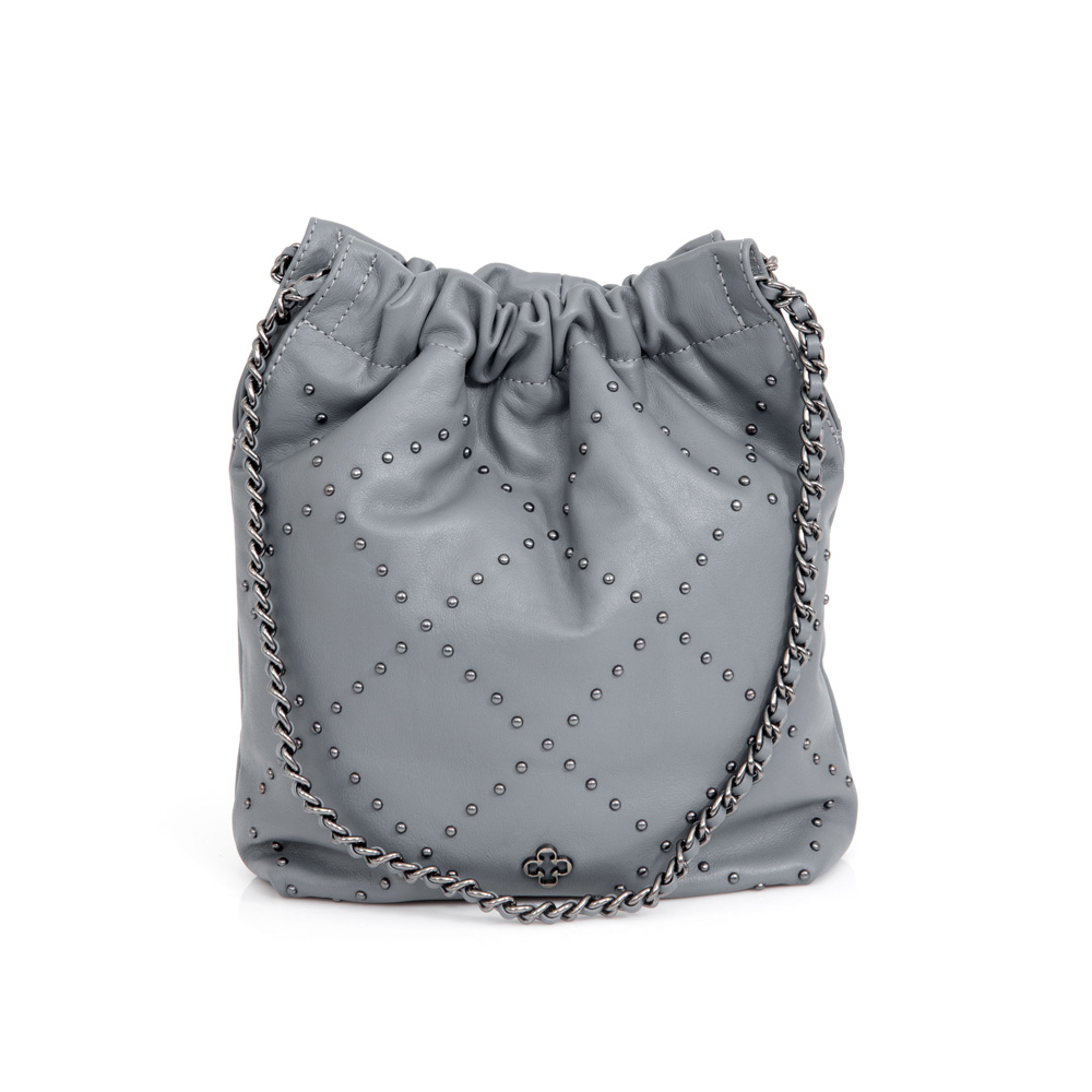 BOLSA DE COURO AZUL ÍNDIGO HOBO ALÇA CORRENTE image number 3