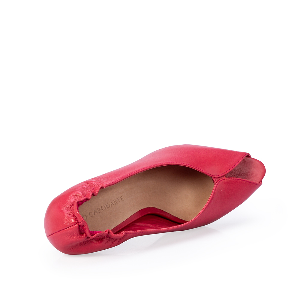 PEEP TOE ROSA MAGN&Oacute;LIA DE COURO SALTO M&Eacute;DIO image number 4