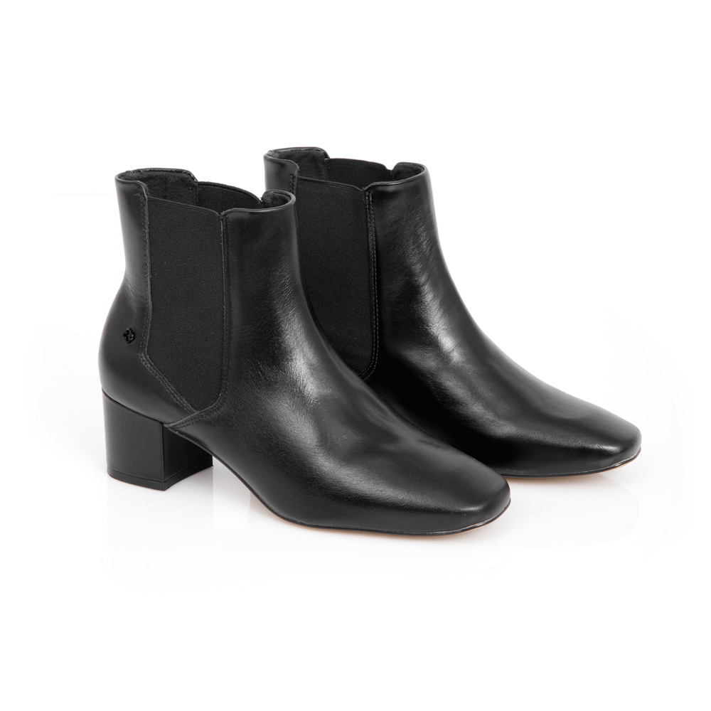 BOTA SALTO BLOCO PRETA DE COURO image number 1