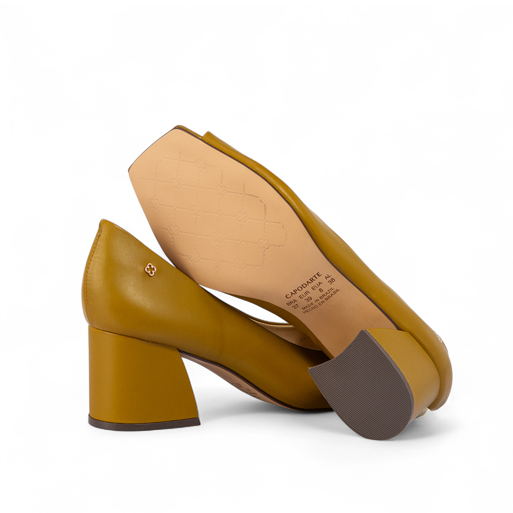 PEEP TOE AMARELO CITRINO DE COURO image number 3