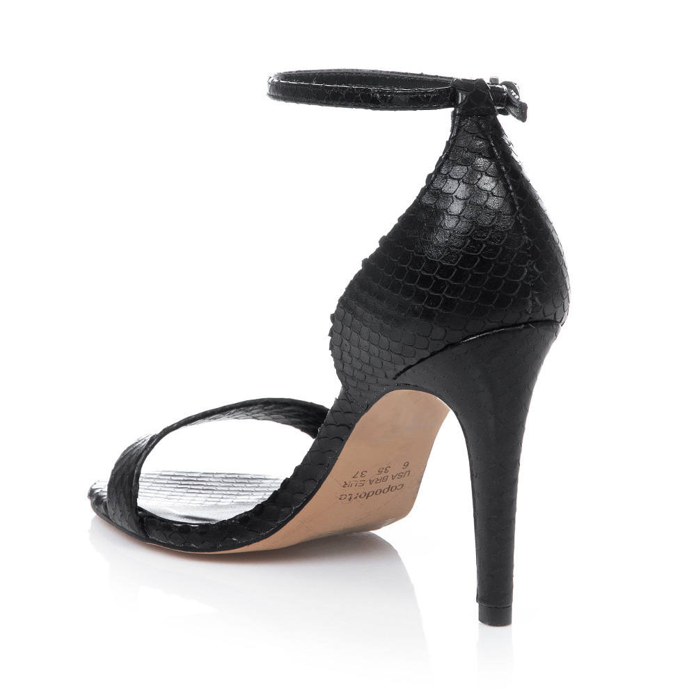 SANDÁLIA PRETA SALTO FINO DE COURO PITONE image number 2