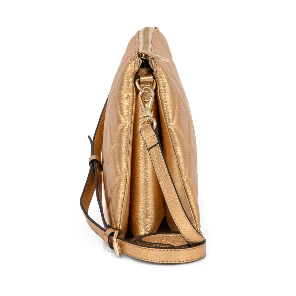 BOLSA PEQUENA TIRACOLO DOURADA COURO MATELASSÊ image number 1