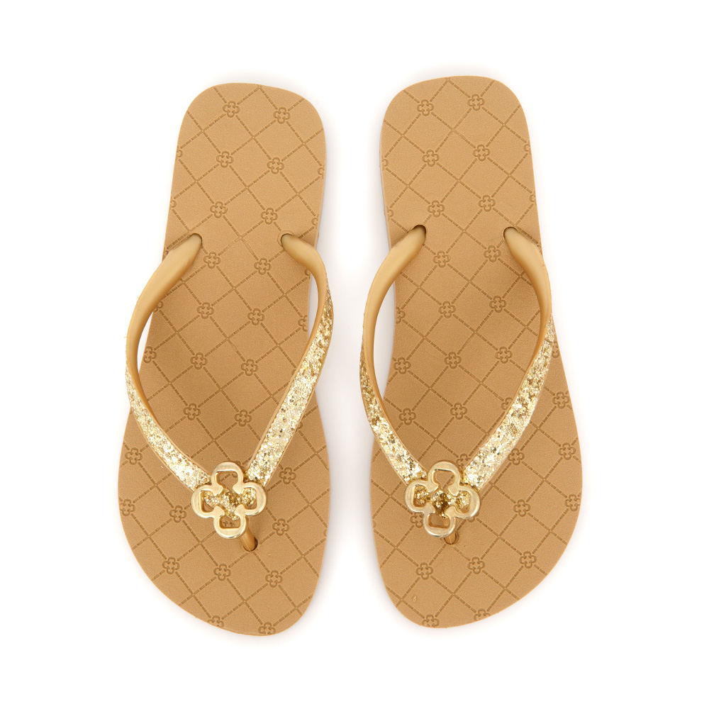 CHINELO DOURADO MONOGRAMA COM TIRAS GLITTER image number 4