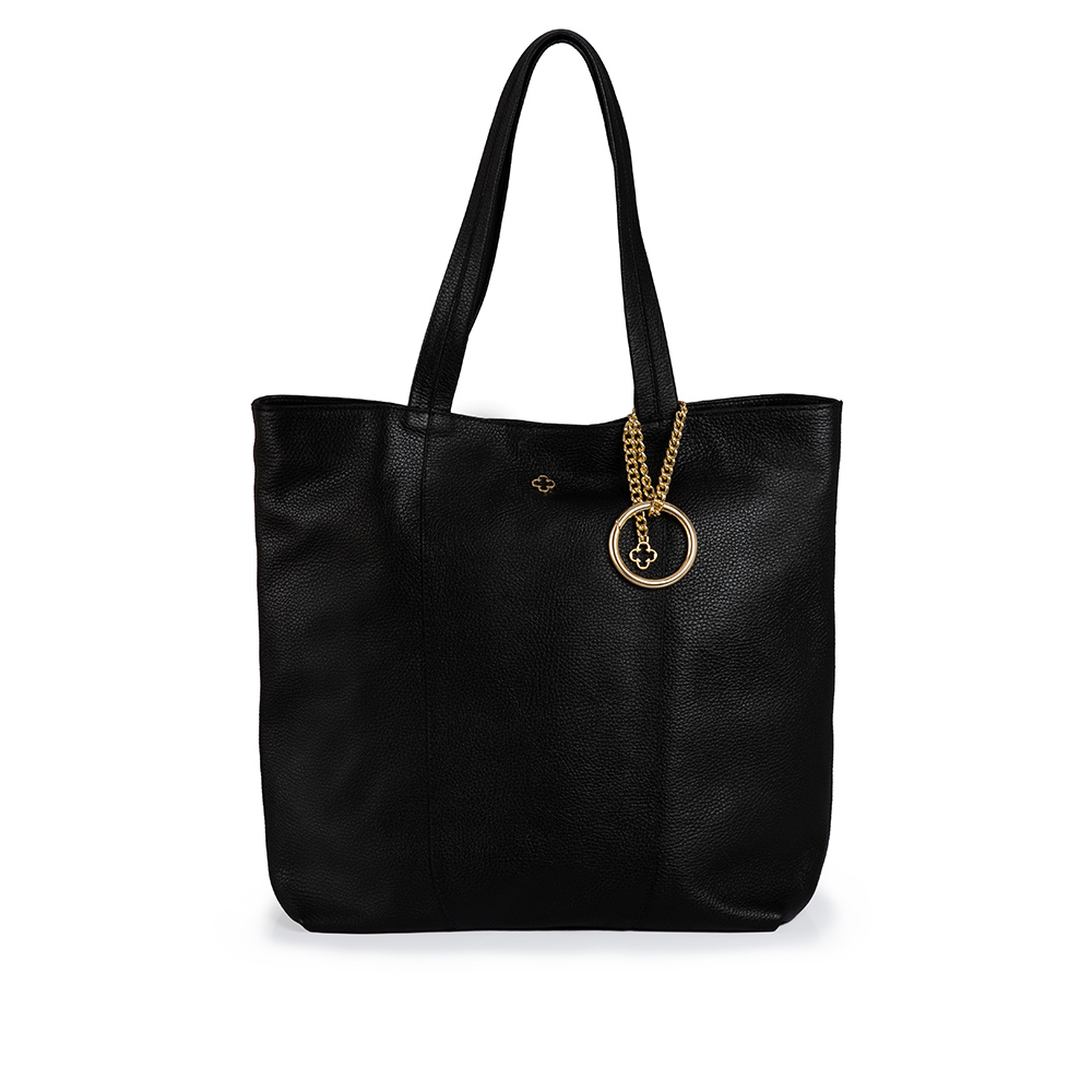 BOLSA PRETA DE COURO SHOPPER VIRA BUCKET image number 0