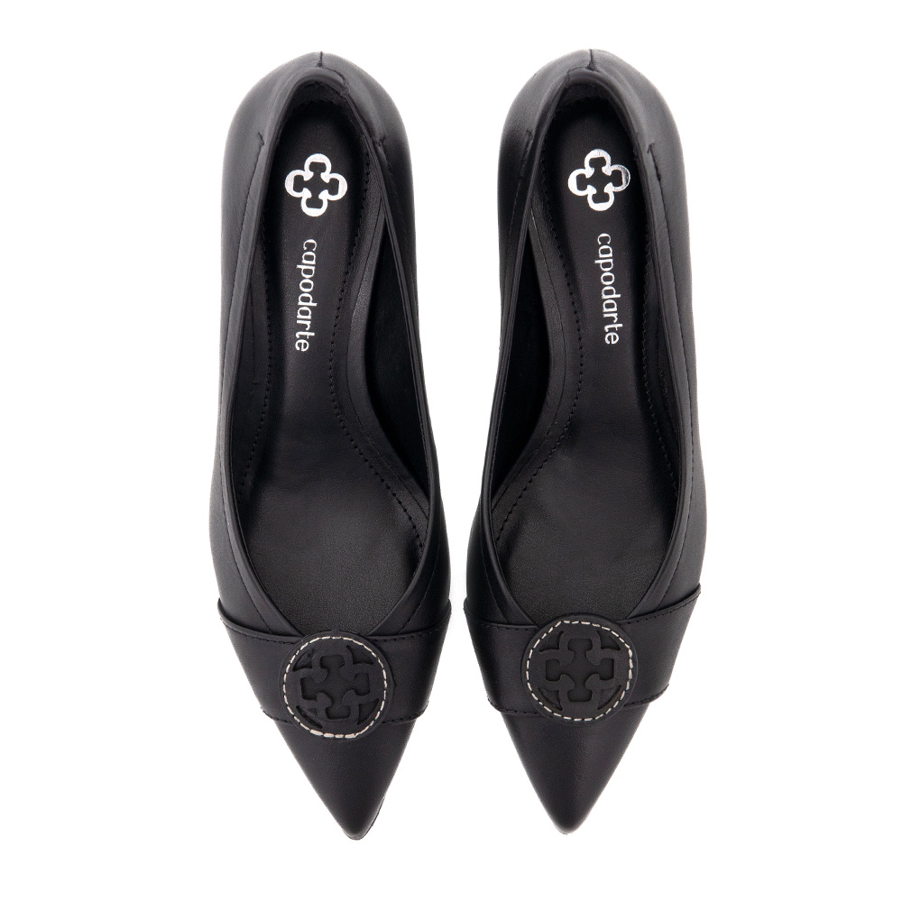 SCARPIN PRETO DE COURO SALTO GROSSO image number 4