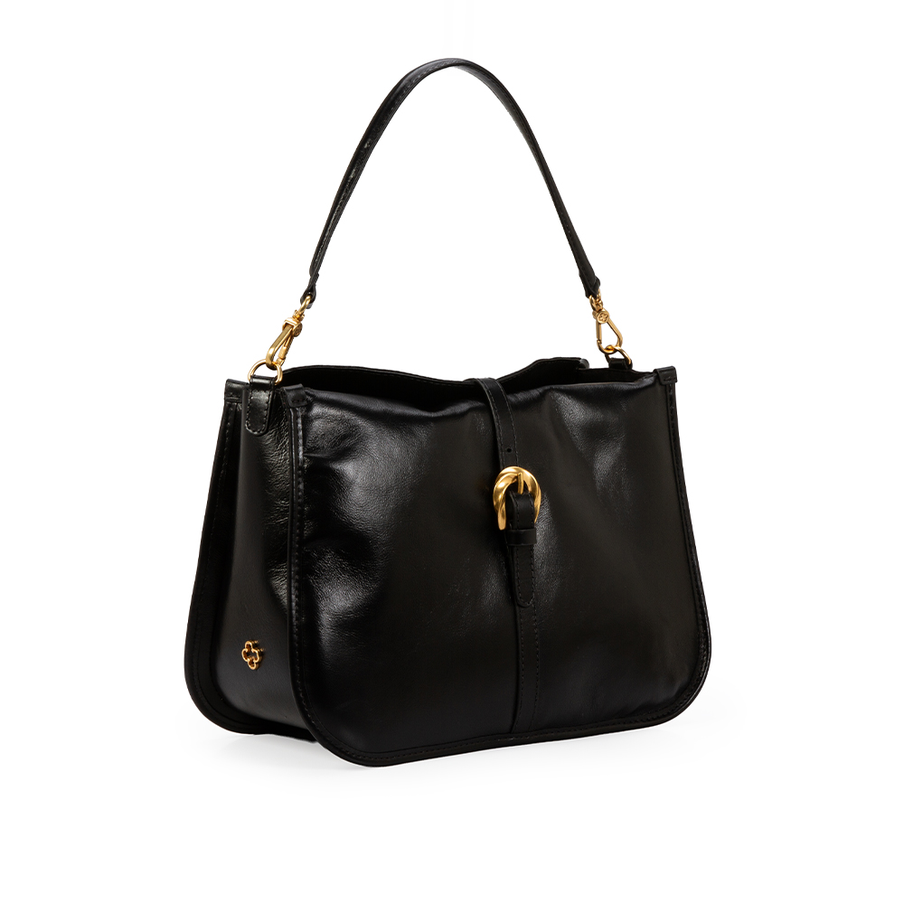 BOLSA COURO HOBO PRETA image number 1