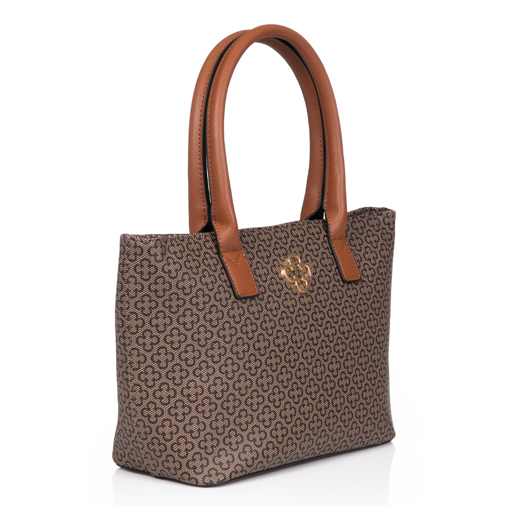 BOLSA MÉDIA DONATA CARAMELO CAMEL MONOGRAMA image number 1