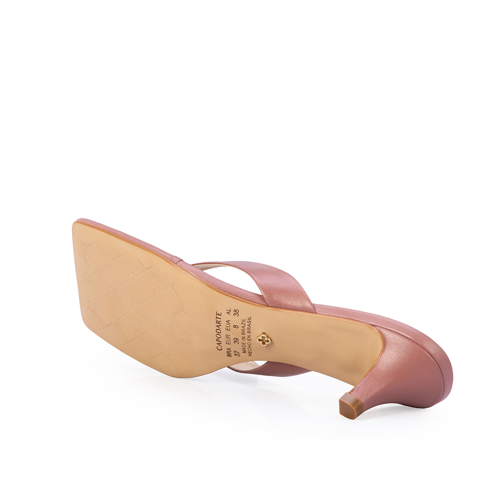 MULE BICO QUADRADO ROSA MALVA DE COURO image number 3