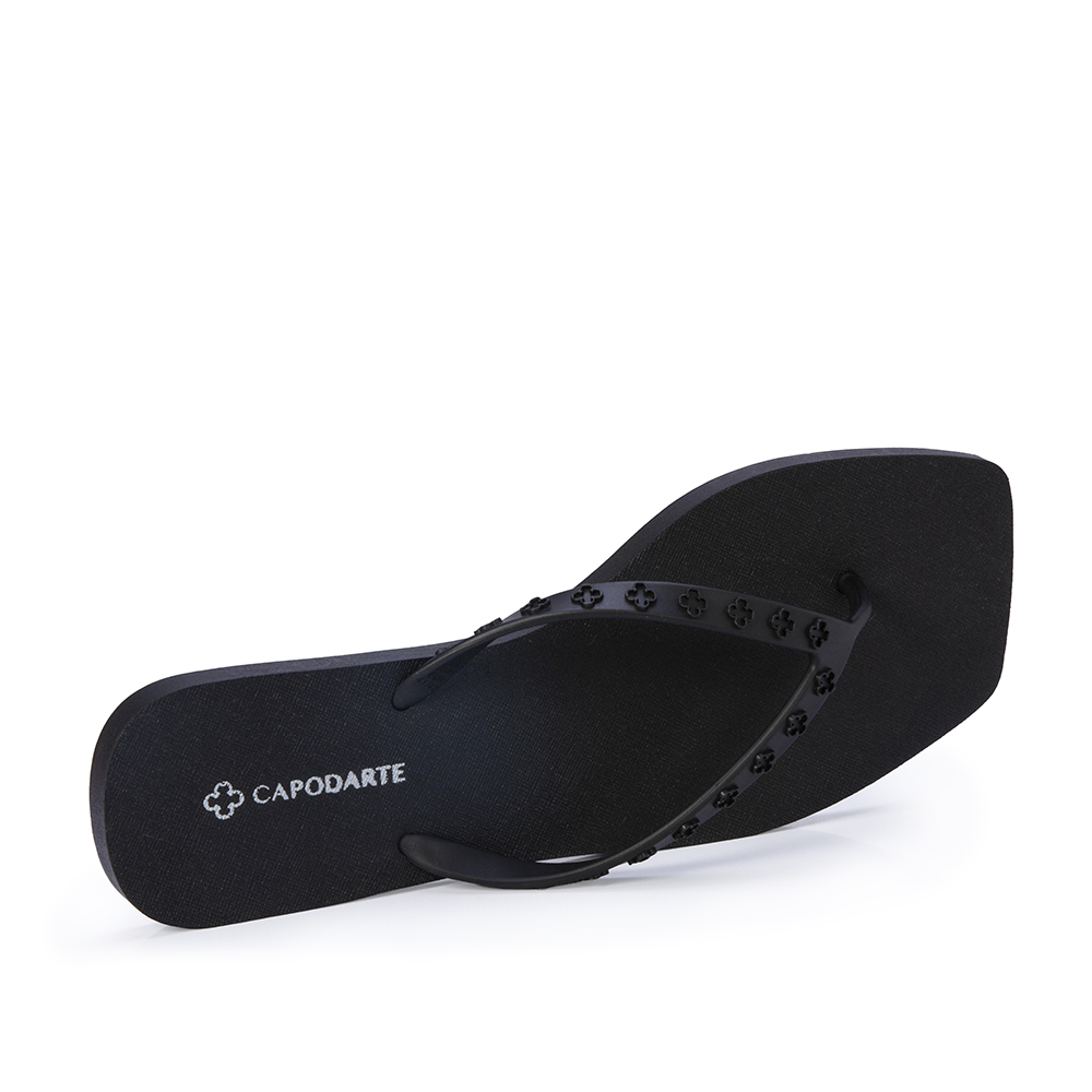 CHINELO DE DEDO BICO QUADRADO PRETO TIRAS MONOGRAMA image number 2