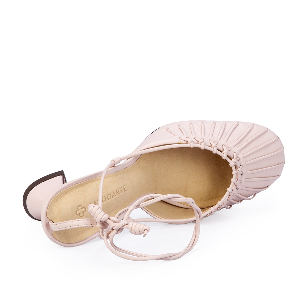 SCARPIN SLINGBACK ROSA PE&Ocirc;NIA DE COURO AMARRA&Ccedil;&Atilde;O image number 4