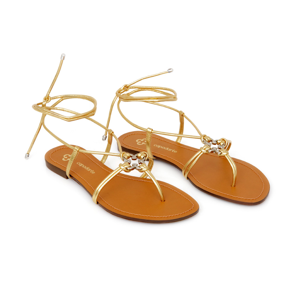 SAND&Aacute;LIA RASTEIRA DOURADA METALIZADA AMARRA&Ccedil;&Atilde;O image number 1