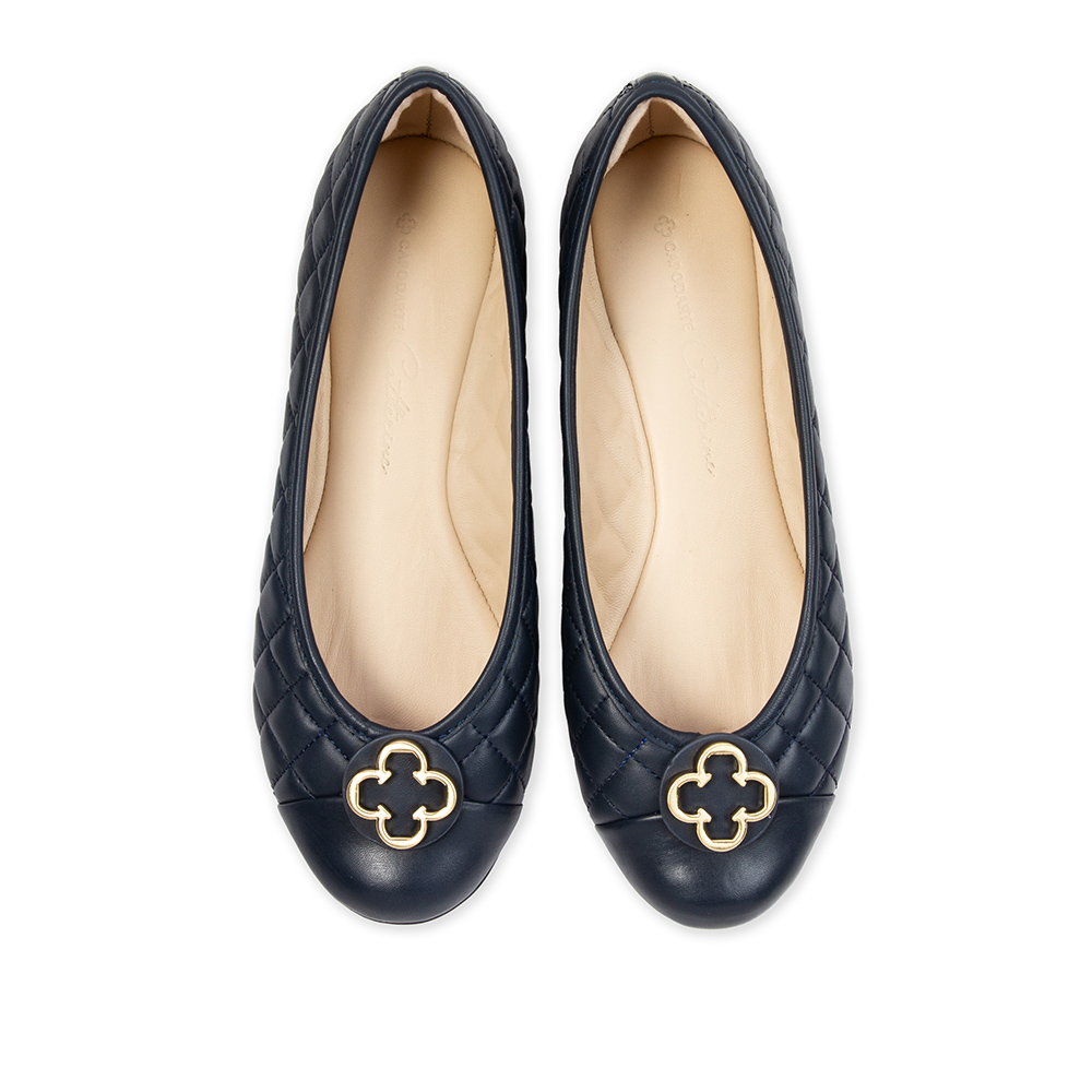 SAPATILHA CATHERINE VINTAGE DE COURO MARINHO AZZURRO MATELASS&Ecirc; image number 4