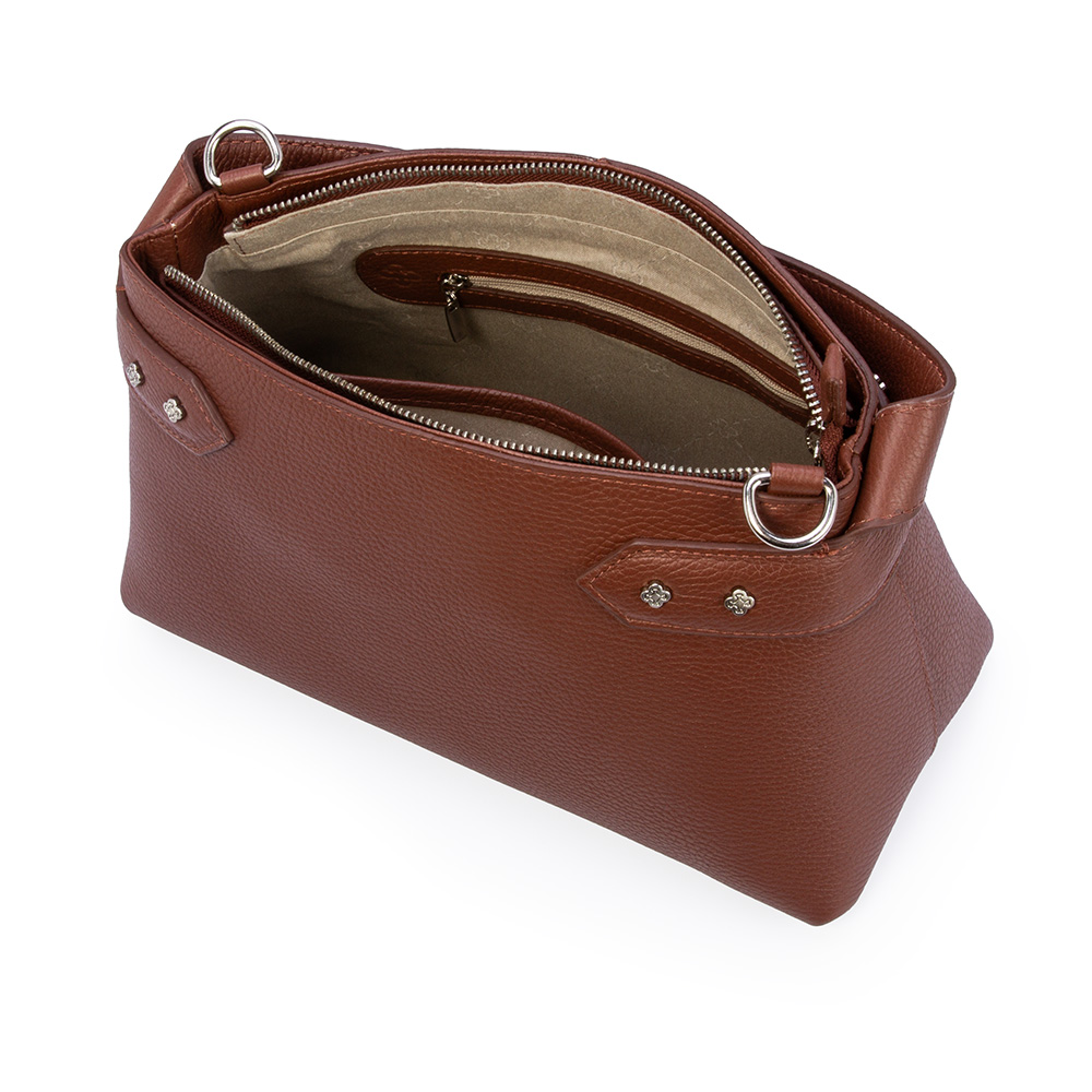 BOLSA M&Eacute;DIA MARROM &Eacute;BANO DE COURO TOTE image number 4