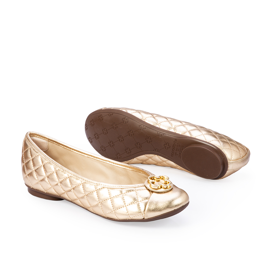 SAPATILHA CATHERINE VINTAGE DOURADA DE COURO MATELASS&Ecirc; image number 3