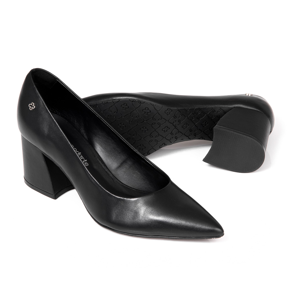 SCARPIN COURO SALTO BLOCO PRETO image number 3