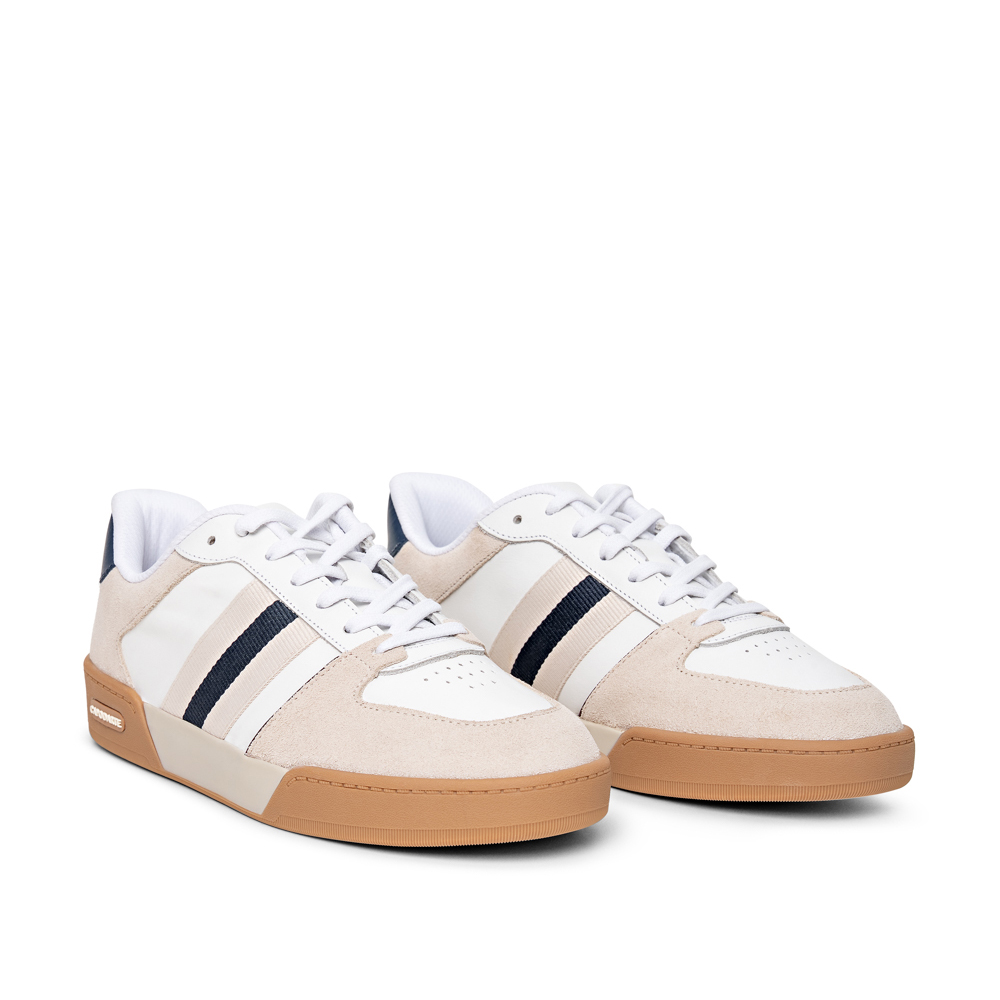 TÊNIS FEMININO BRANCO E MARINHO AZZURRO DE COURO AMARRAÇÃO image number 1