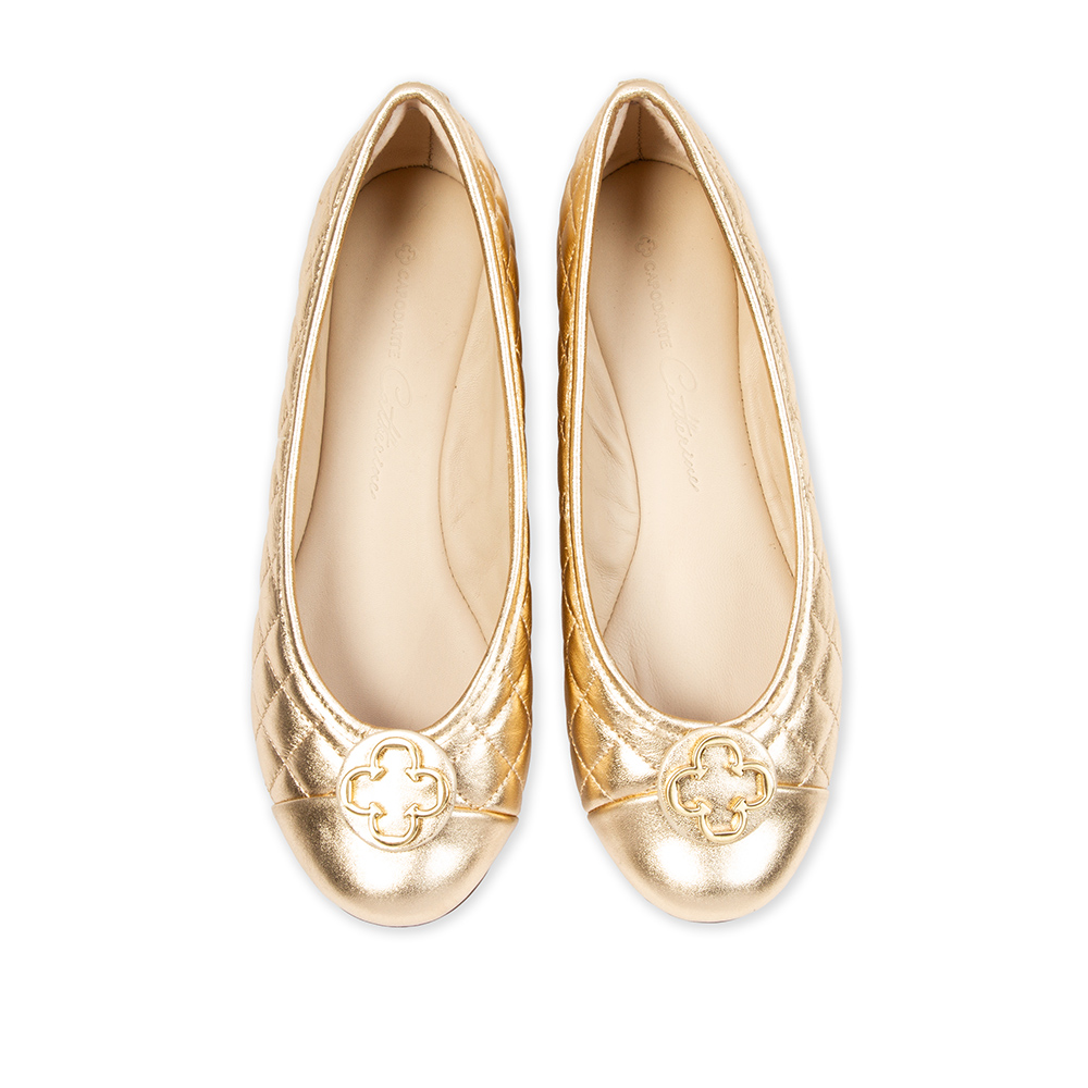 SAPATILHA CATHERINE VINTAGE DOURADA DE COURO MATELASS&Ecirc; image number 4