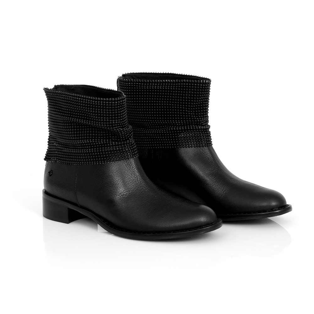 BOTA CANO CURTO PRETA DE COURO HOTFIX image number 1