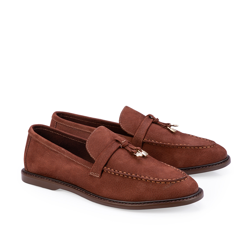 LOAFER MOCASSIM MARROM &Eacute;BANO DE COURO NOBUCK image number 1