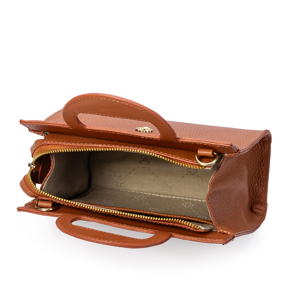 BOLSA PEQUENA TIRACOLO CARAMELO DE COURO TOTE image number 4