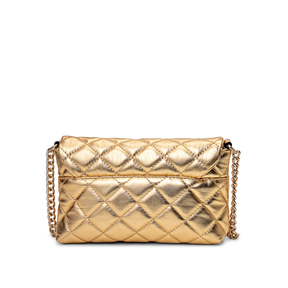 BOLSA PEQUENA DOURADA DE COURO MATELASSÊ image number 2