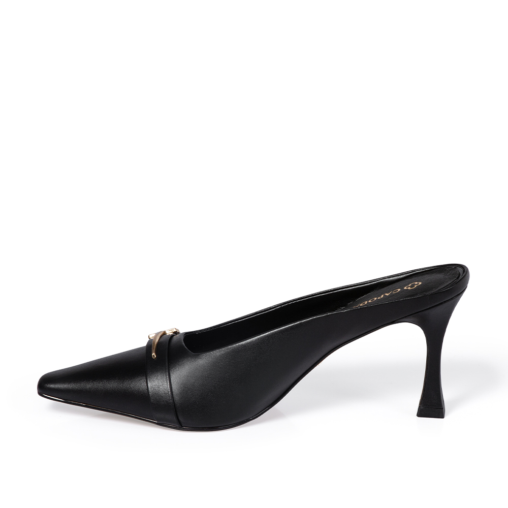 MULE SALTO ALTO PRETA DE COURO BRID&Atilde;O image number 2