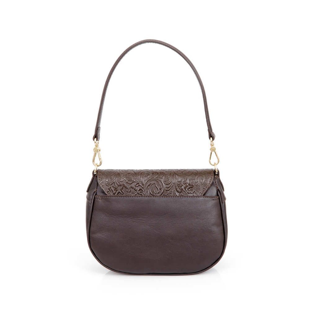 BOLSA PEQUENA COURO MARROM FLORATTA image number 2