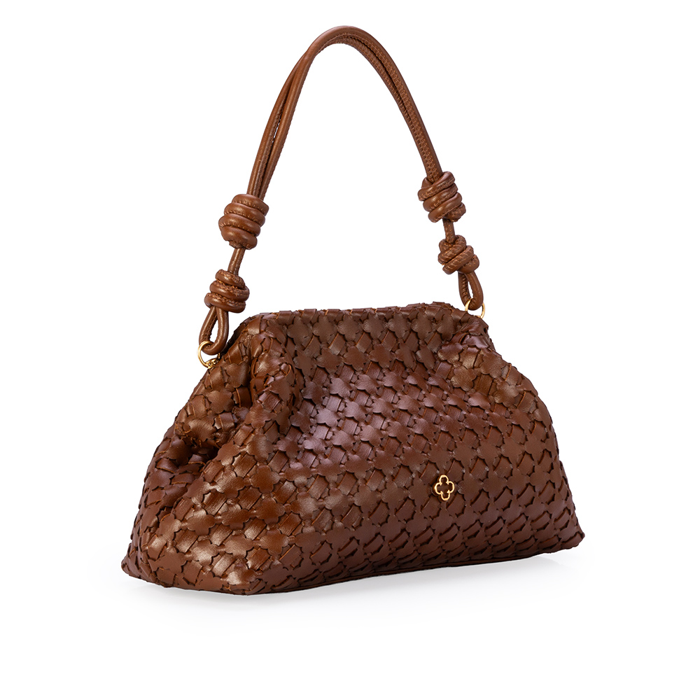 BOLSA M&Eacute;DIA MARROM DE COURO TRESS&Ecirc; CLUTCH image number 3