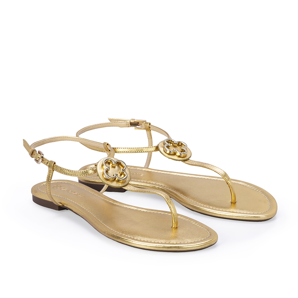 SAND&Aacute;LIA RASTEIRA DE COURO DOURADA METALIZADA image number 1