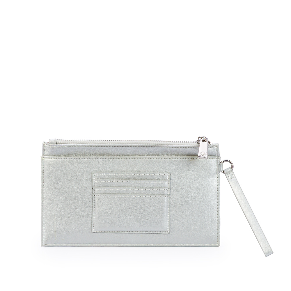 CARTEIRA FEMININA PRATEADA METALIZADA MATELASS&Ecirc; image number 2