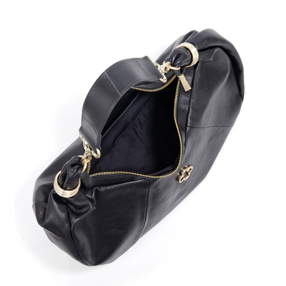 BOLSA PRETA HOBO DE COURO image number 4
