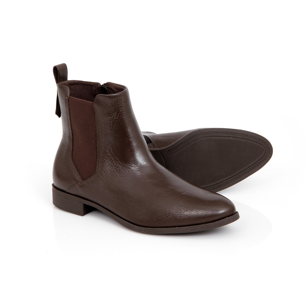 BOTA MARROM CANO CURTO DE COURO image number 4