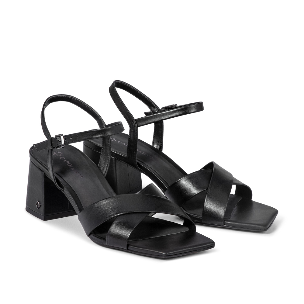 SAND&Aacute;LIA SALTO BLOCO PRETA DE COURO image number 1