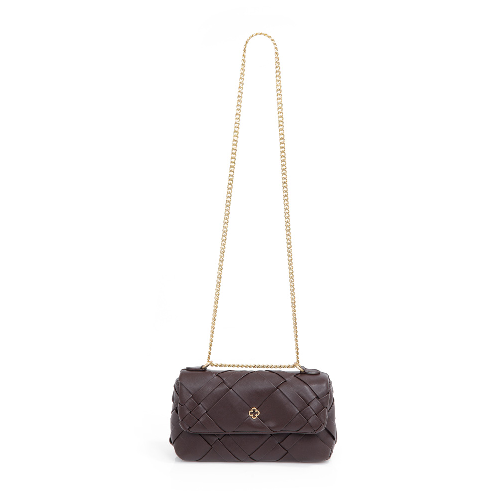 BOLSA SHOULDER BAG MARROM COM ALÇA CORRENTE DOURADA TRESSÊ image number 3