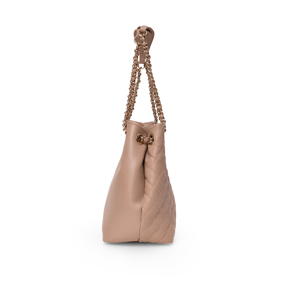 BOLSA M&Eacute;DIA NUDE SEDA DE COURO MATELASS&Ecirc; CARINA image number 1