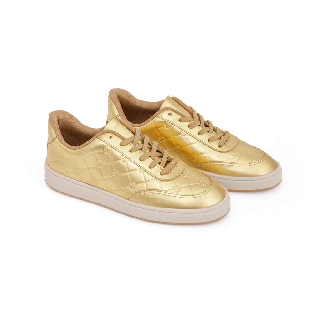 TÊNIS FEMININO DE COURO DOURADO METALIZADO MONOGRAMA image number 1