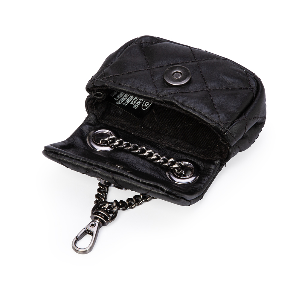 CHAVEIRO MINI BOLSA PRETA COURO MATELASS&Ecirc; BAG CHARM image number 4