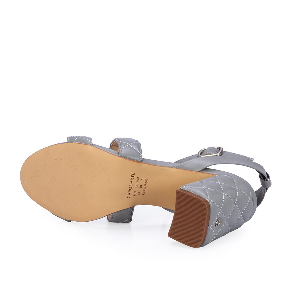 SAND&Aacute;LIA SALTO M&Eacute;DIO CINZA CARBONO DE COURO MATELASS&Ecirc; image number 3