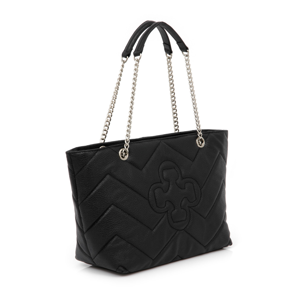 BOLSA PRETA COURO MATELASS&Ecirc; SHOPPER image number 3