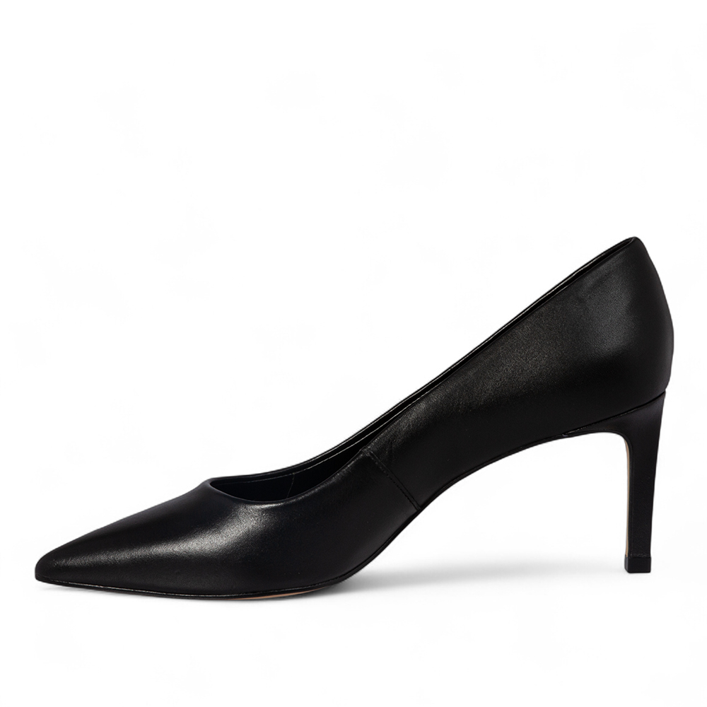 SCARPIN SALTO ALTO PRETO DE COURO image number 2