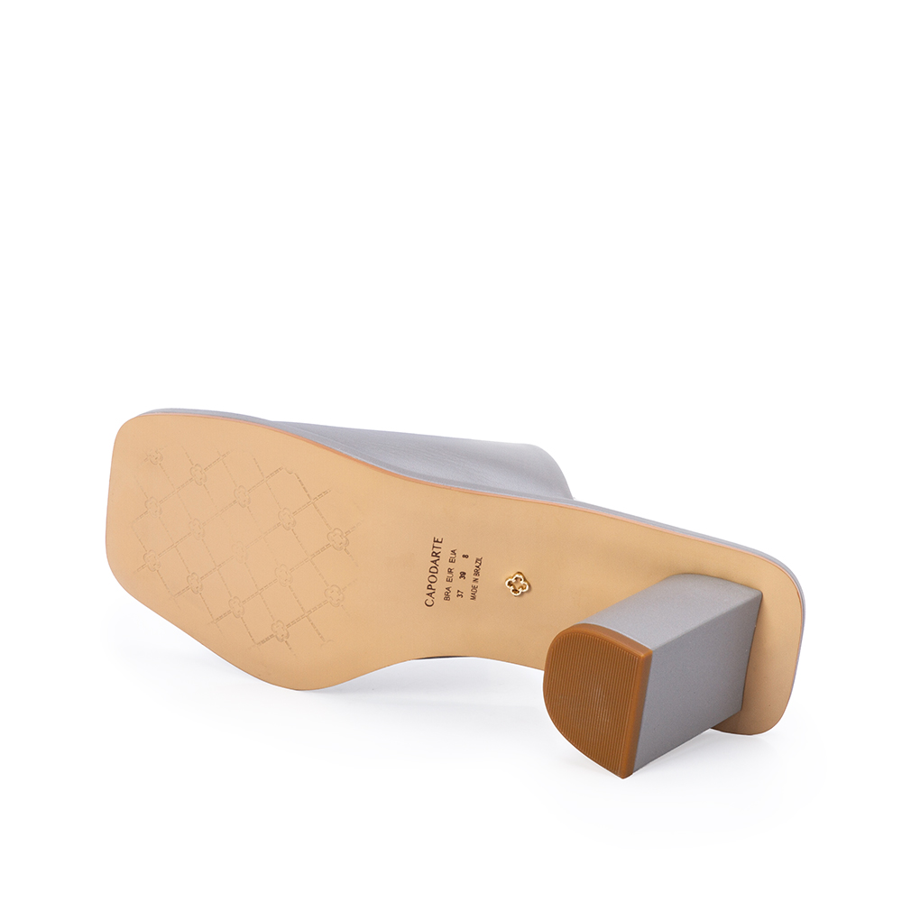 MULE CINZA CARBONO SALTO BAIXO DE COURO image number 3