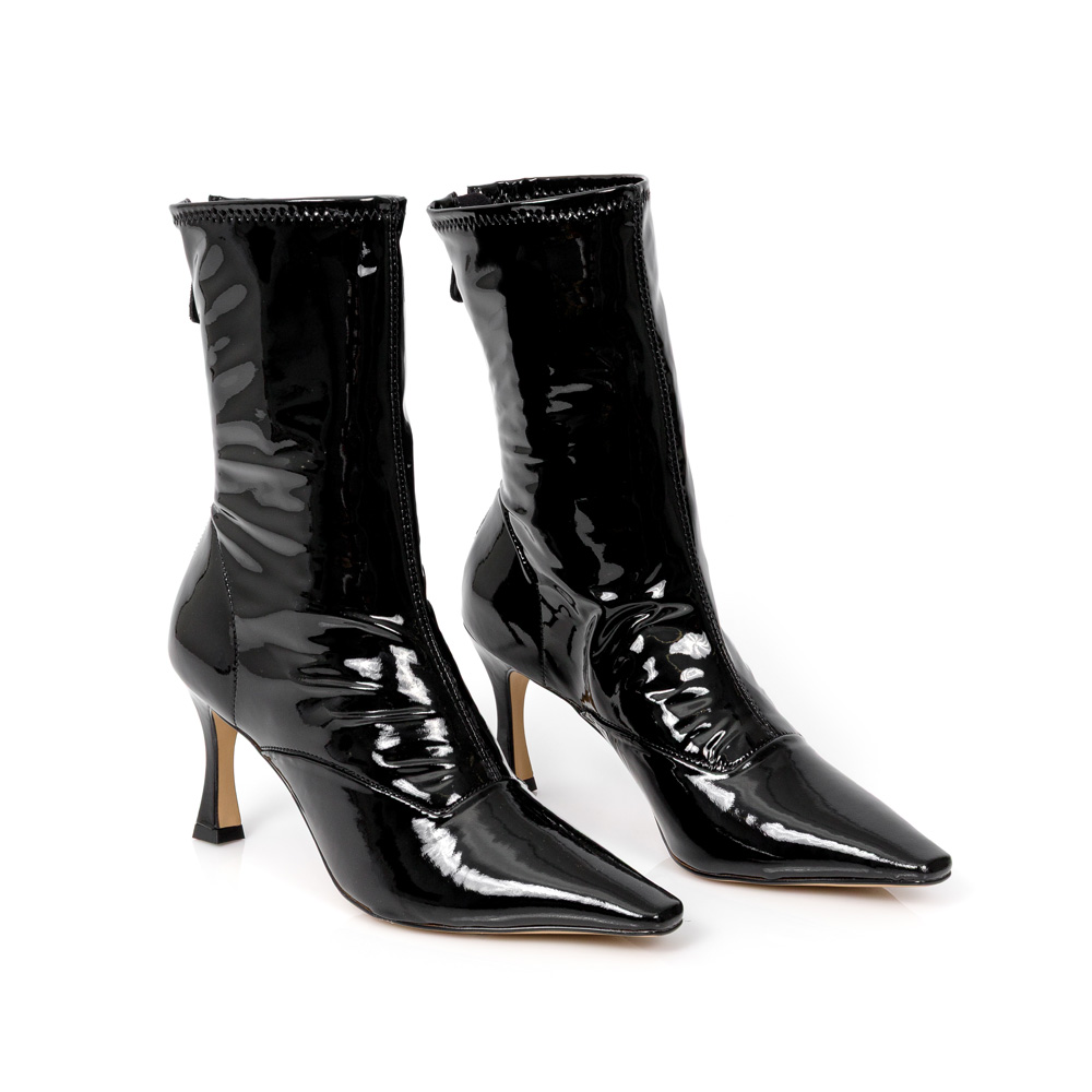 BOTA CANO M&Eacute;DIO PRETA STRETCH VERNIZ image number 2