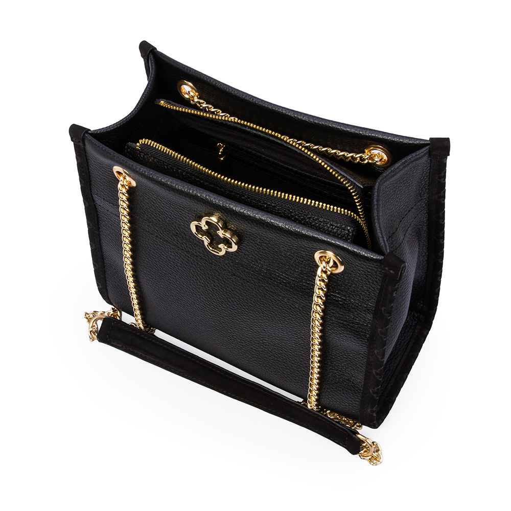 BOLSA M&Eacute;DIA COURO NOBUCK PRETA SHOULDER BAG image number 4